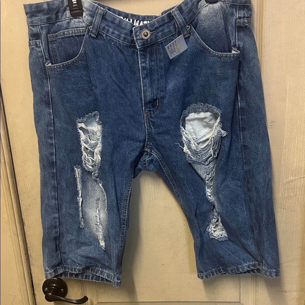 Stylish Distressed Blue Denim Shorts